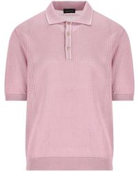 Tagliatore - Openwork Buttoned Polo Shirt - Lyst