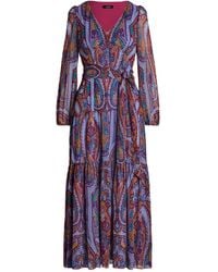 Ralph Lauren - Midi-Jurk Met Paisley-Print En V-Hals - Lyst