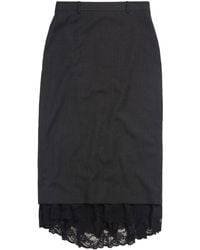 Balenciaga - Lingerie Pinstripe Wool Skirt - Lyst