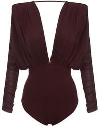 Elisabetta Franchi - V-Neck Long-Sleeve Bodysuit - Lyst
