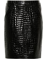 Tom Ford - Embossed-crocodile Patent-leather Skirt - Lyst