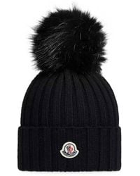 Moncler - Pom-Pom Rib-Knit Beanie Hat - Lyst