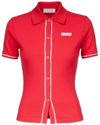 Marine Serre - Light Ribbed Jersey Polo T-Shirt - Lyst