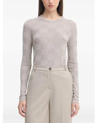 Sisley - Check-Pattern Long-Sleeve Sweater - Lyst