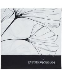 Emporio Armani - Chiffon-Schal mit Blumen-Print - Lyst
