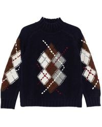 ERMANNO FIRENZE - Argyle-Knit High-Neck Knit - Lyst
