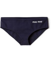 Miu Miu - Bas de bikini à logo brodé - Lyst