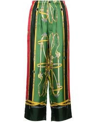Gucci - Printed Silk-satin Straight-leg Pants - Lyst