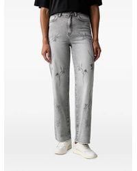 Fracomina - Floral-Embroidered Straight-Leg Jeans - Lyst
