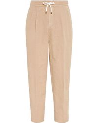 Brunello Cucinelli - Drawstring Pleated Tapered-leg Trousers - Lyst