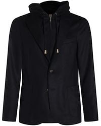 Eleventy - Blazer Boutonné À Capuche - Lyst