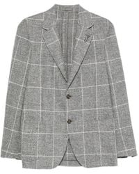 Lardini - Check-Pattern Single-Breasted Blazer - Lyst
