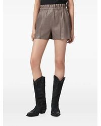 AllSaints - Fran Paperbag-Waist Leather Shorts - Lyst