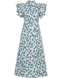 Huishan Zhang - Floral-print Pleated Midi Dress - Lyst