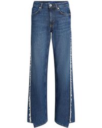 Karl Lagerfeld - Straight-Leg-Jeans Mit Logo-Patch Und Fransen - Lyst