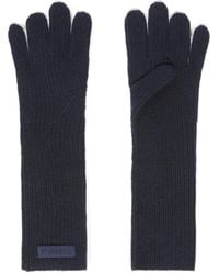Pinko - Ribbed-Knit Logo-Patch Gloves - Lyst
