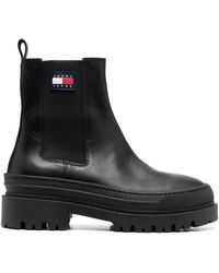 Tommy Hilfiger - Logo Patch Leather Chelsea Boots - Lyst