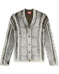 DIESEL - Cable-Knit Oval D Cardigan - Lyst