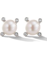 David Yurman - Sterling Silver Cable Pearl And Diamond Stud Earrings - Lyst