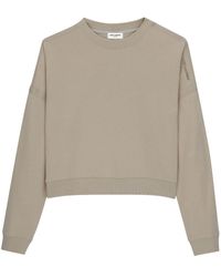 Saint Laurent - Cropped Cotton Sweatshirt - Lyst