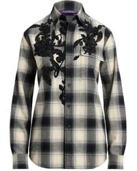 Ralph Lauren - Camisa a cuadros con cuentas bordadas - Lyst