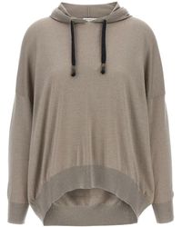 Brunello Cucinelli - En laine et sweat à capuche de mélange en soie - Lyst