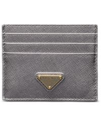 Prada - Triangle-Logo Leather Card Holder - Lyst