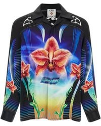 CASABLANCA - Orchid Racer Long Sleeve Silk Shirt - Lyst