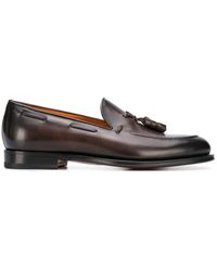 Santoni Mocassins à détails de pompons - Marron