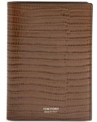 Tom Ford - Caramel-Colored Printed Tejus Leather Passport Holder With Logo Lettering - Lyst