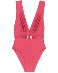 Zimmermann - V-Neck Belted Swimsuit - Lyst
