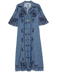 Zimmermann Carnaby Floral-embroidered Linen Midi Dress | Lyst Zimmermann Carnaby Floral-embroidered Linen Midi Dress | Lyst