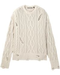 CAMPERLAB - Distressed-Pullover Mit Zopfmuster - Lyst