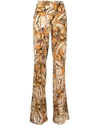 Alberta Ferretti - Butterfly-Print Silk Palazzo Trousers - Lyst