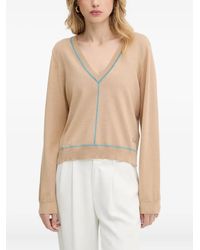 Karl Lagerfeld - V-Neck Embroidered-Logo Sweater - Lyst