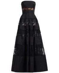 Elie Saab - Brocade-Lace Panelled Maxi Dress - Lyst