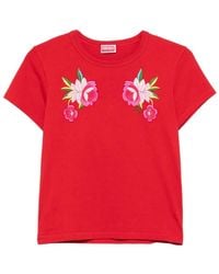 KENZO - Floral-Embroidered T-Shirt - Lyst