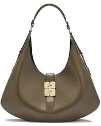 Ganni - Grand Sac Porté Épaule À Plaque Logo - Lyst