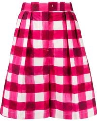 MSGM - Gingham-print Tailored Knee-length Shorts - Lyst