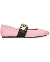 Moschino - Logo-Lettering Leather Ballet Flats - Lyst