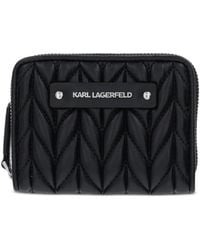 KARL LAGERFELD - Quilted Logo-Plaque Wallet - Lyst