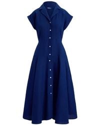 Polo Ralph Lauren - A-Line Linen Shirt Midi Dress - Lyst