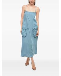 Sunnei - Vestido Midi Con Tirantes Finos Y Bolsillo De Parche - Lyst