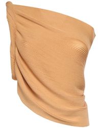 Alberta Ferretti - Asymmetrical One-Shoulder Ribbed Top With Draped Detail - Lyst
