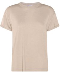 Brunello Cucinelli - Top Met Glitter-Effect En Korte Mouwen - Lyst