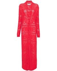 Blugirl Blumarine - Crochet-Knit Long-Line Cardigan - Lyst