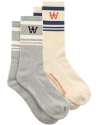 WOOD WOOD - Ryder Striped Logo Socks (Set Of Two) - Lyst