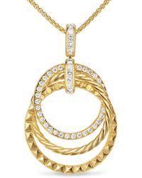 David Yurman - 18Kt Geelgouden Crossover Trio Halsketting Met Diamant Hanger (1.25 Mm) - Lyst