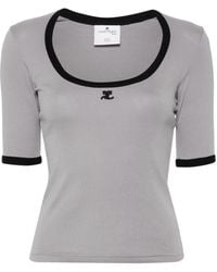 Courreges - Holistic Contrast Cotton T-Shirt - Lyst