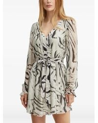 Guess - Zebra-Print Belted Mini Dress - Lyst